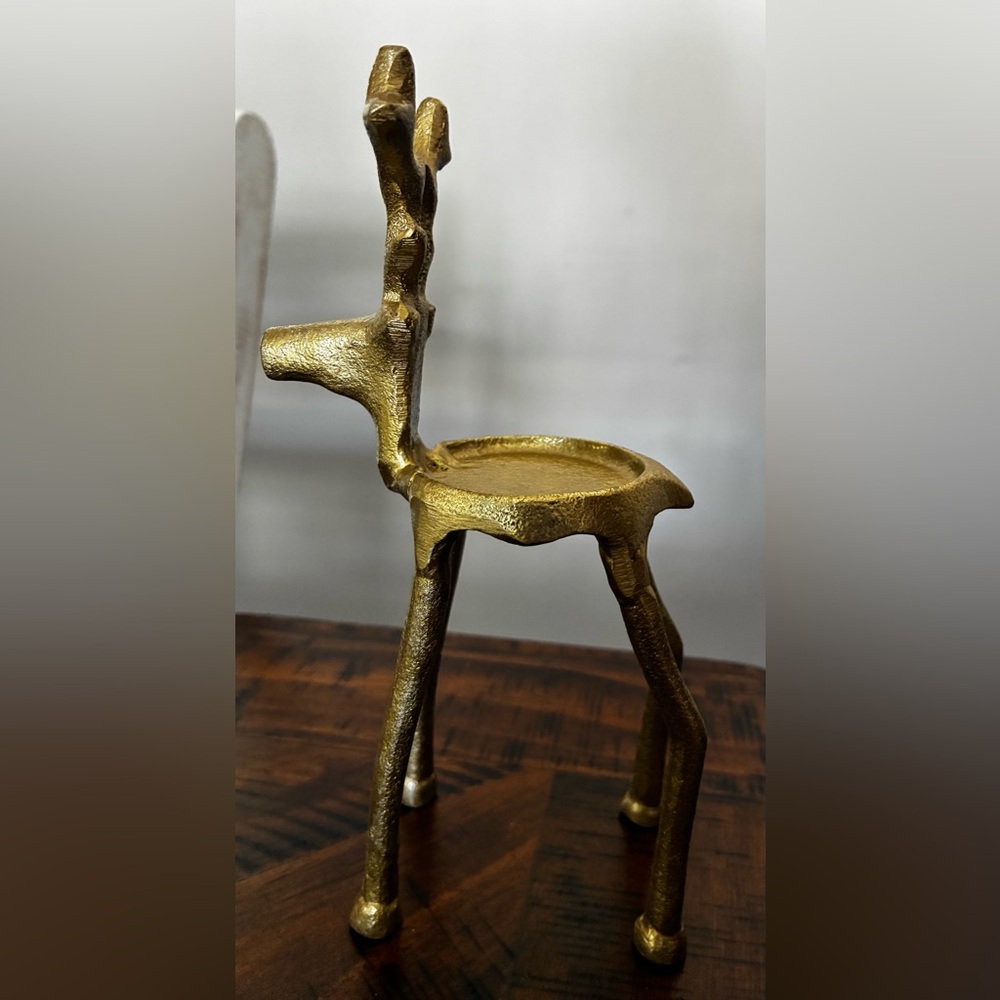 Gold Small Reindeer Candle Holder